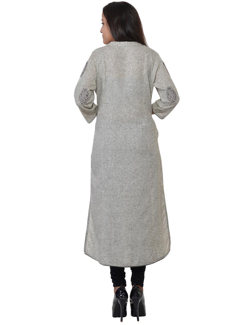 embroidered straight kurta - 17159099 - Zoom Image - 3