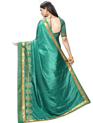 turquoise matka silk embroidered saree with blouse - 17159562 - Standard Image - 2