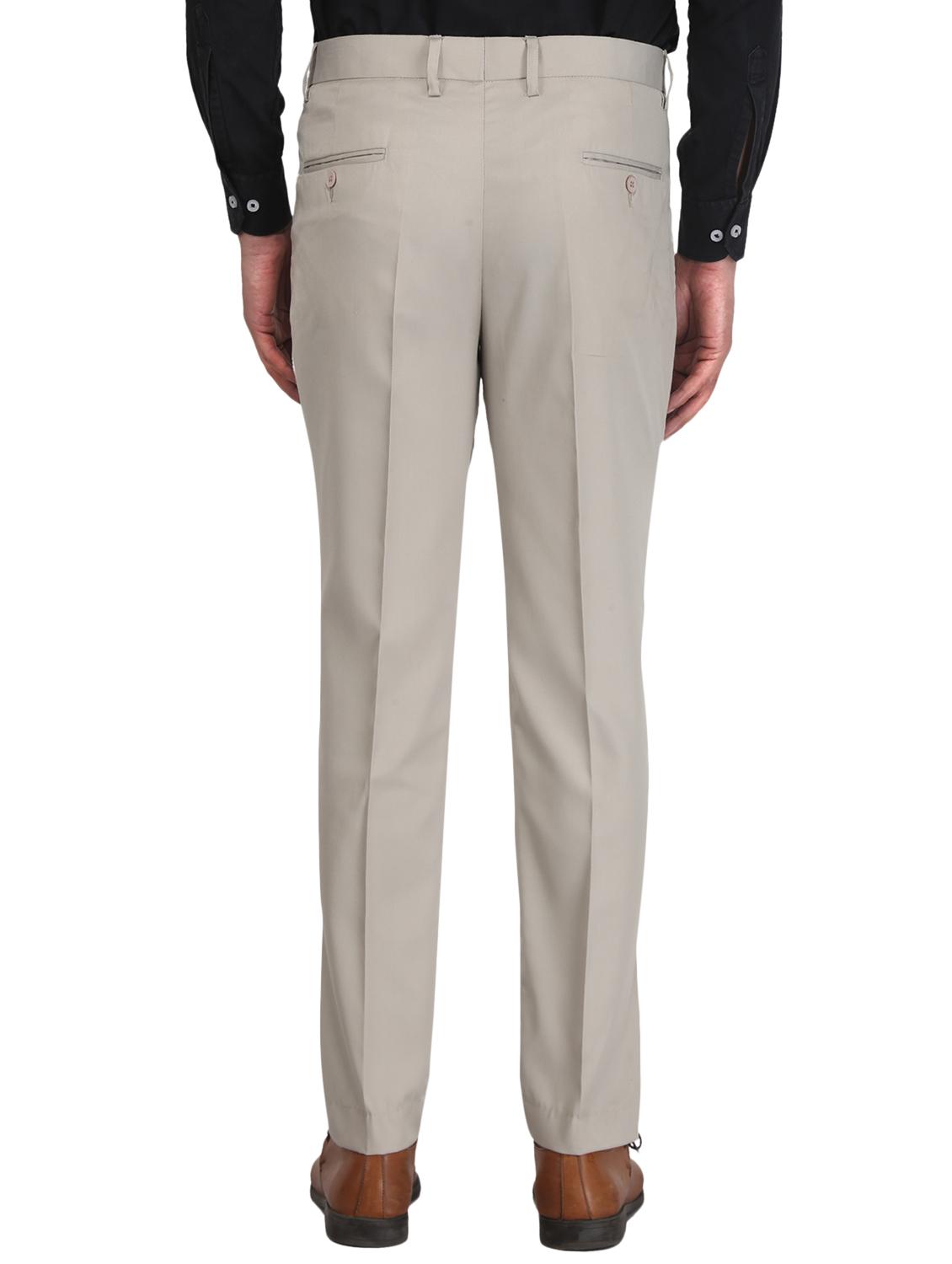 beige solid flat front formal trouser - 17159737 - Zoom Image - 3