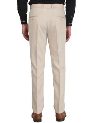 cream solid flat front formal trouser - 17159738 - Standard Image - 3