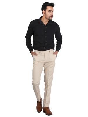 cream solid flat front formal trouser - 17159738 - Standard Image - 4