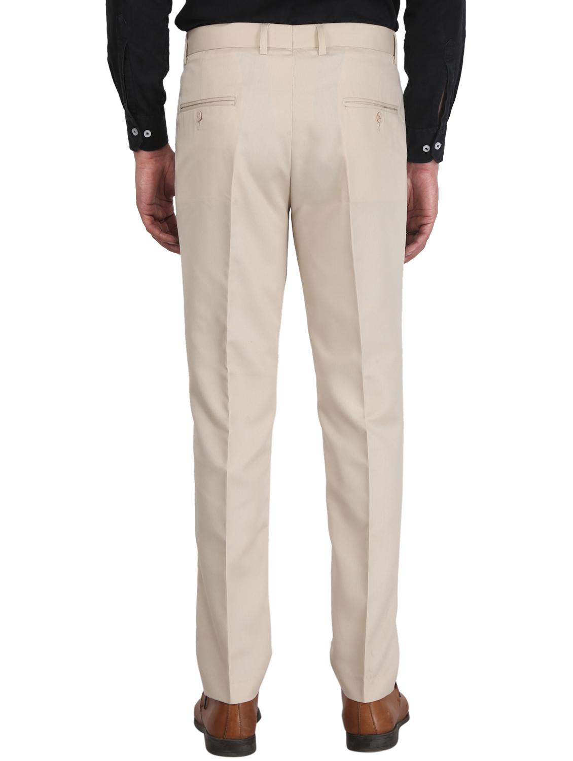 cream solid flat front formal trouser - 17159738 - Zoom Image - 3