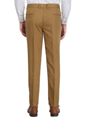 brown solid flat front formal trouser - 17159740 - Standard Image - 3
