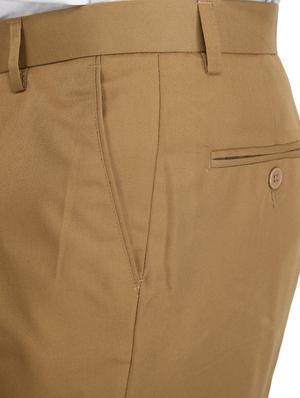 brown solid flat front formal trouser - 17159740 - Standard Image - 5