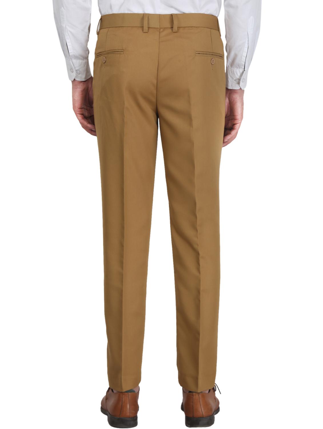 brown solid flat front formal trouser - 17159740 - Zoom Image - 3