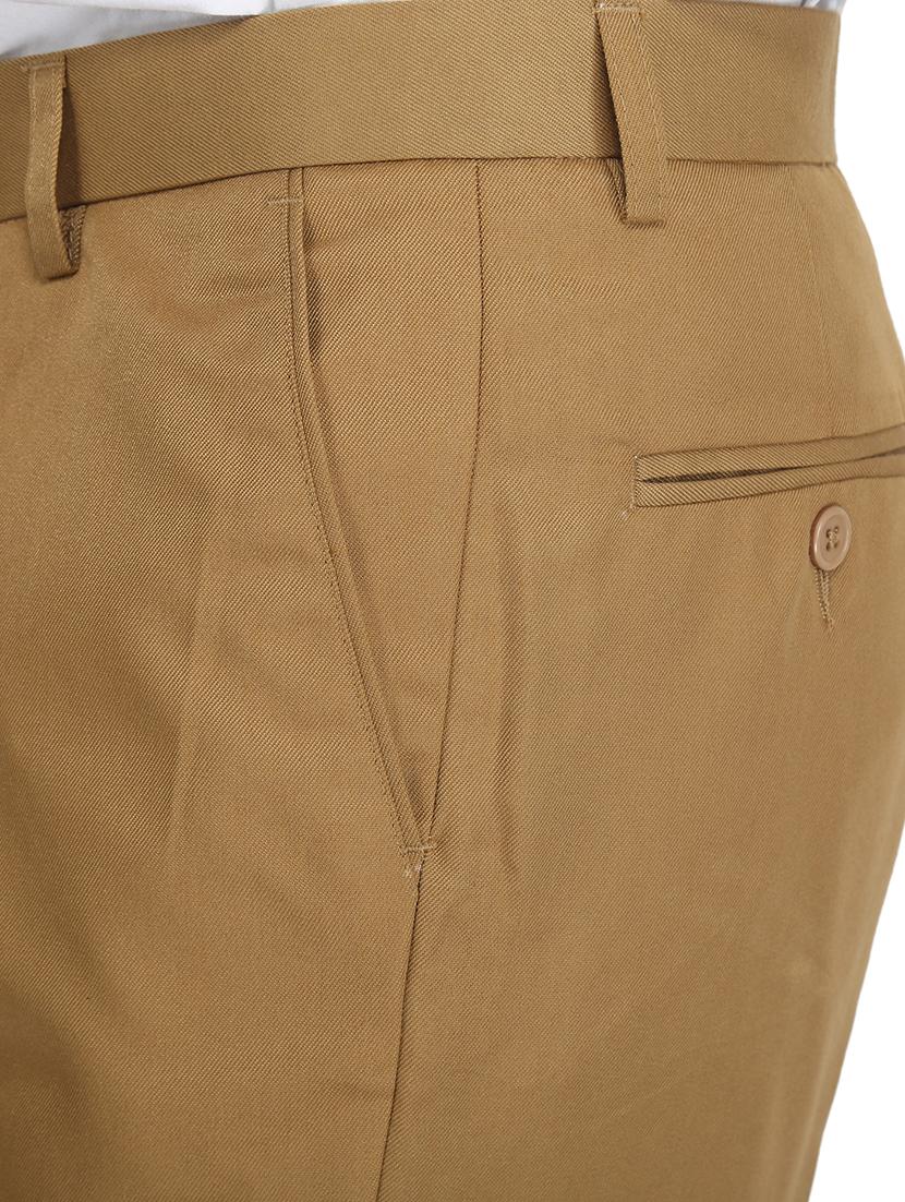 brown solid flat front formal trouser - 17159740 - Zoom Image - 5