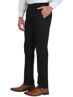 black solid flat front formal trouser - 17159741 - Standard Image - 2