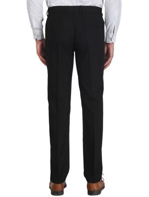 black solid flat front formal trouser - 17159741 - Standard Image - 3