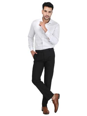 black solid flat front formal trouser - 17159741 - Standard Image - 4