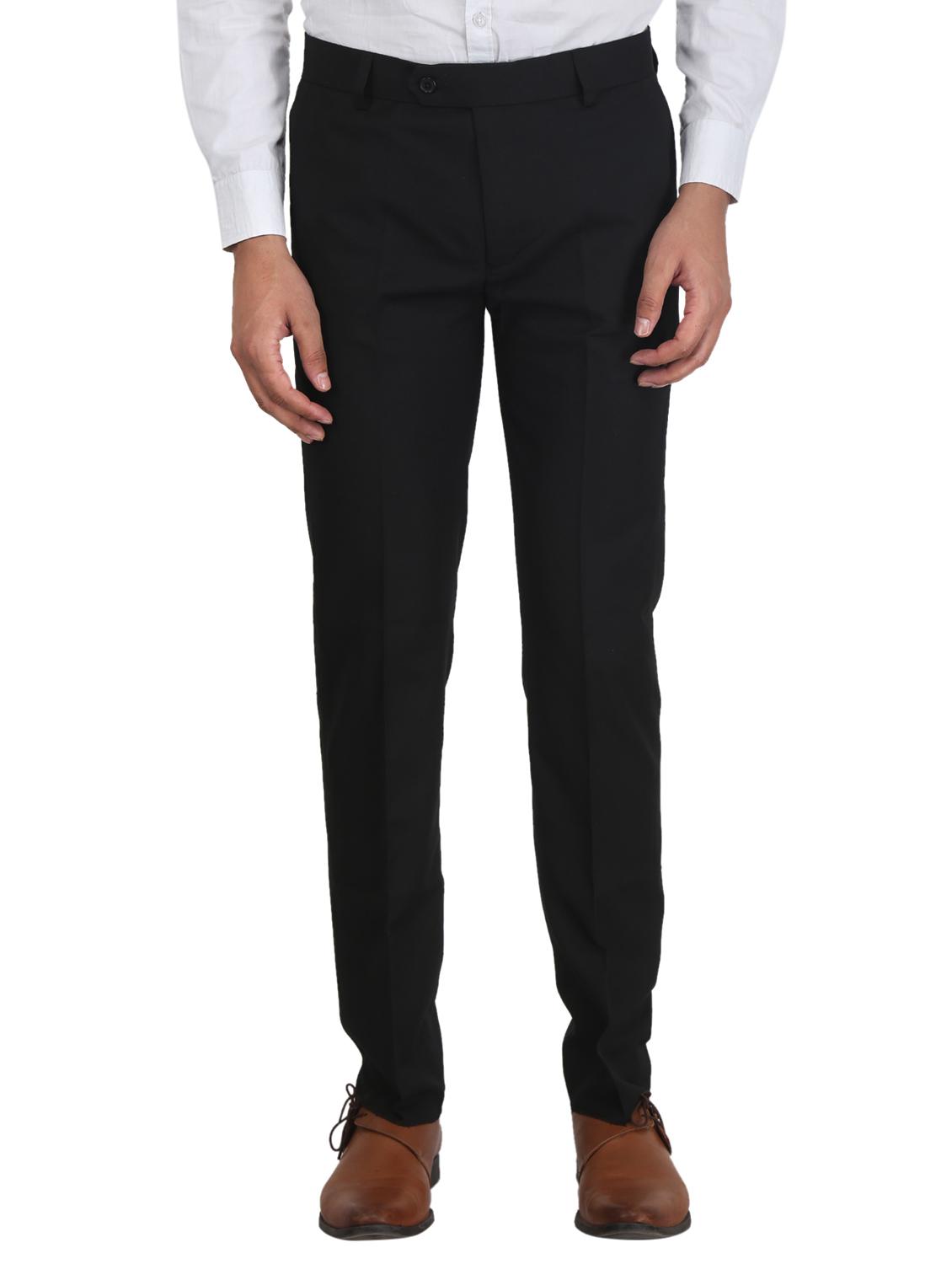 black solid flat front formal trouser - 17159741 - Zoom Image - 1