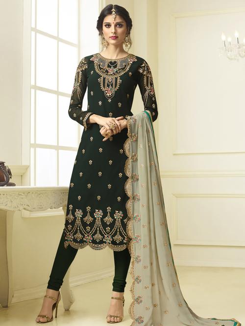embroidered semi-stitched suit - 17159996 - Standard Image - 1