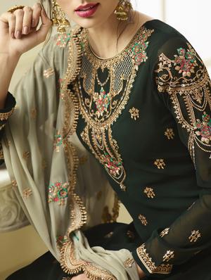 embroidered semi-stitched suit - 17159996 - Standard Image - 2