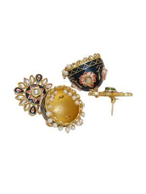 black gold plated jhumka earring - 17160117 - Standard Image - 2