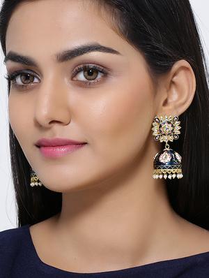 black gold plated jhumka earring - 17160117 - Standard Image - 3