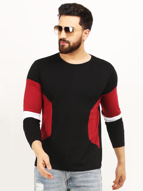 black color block t-shirt - 17160423 - Standard Image - 1