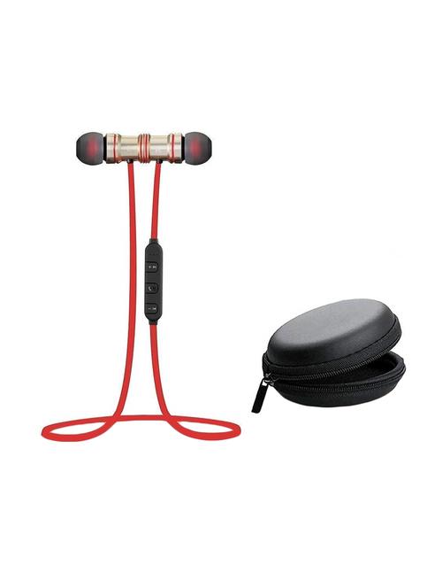 wireless magnetic red bluetooth neckband earphones handset - 17160514 - Standard Image - 1