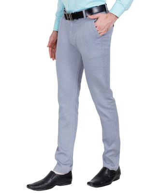 grey solid flat front casual trouser - 17160852 - Standard Image - 2