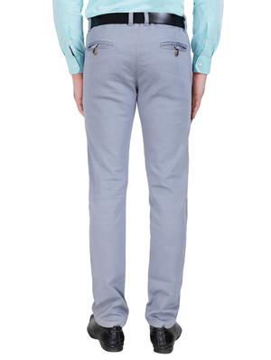 grey solid flat front casual trouser - 17160852 - Standard Image - 3
