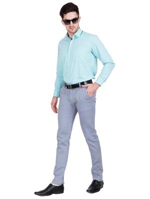 grey solid flat front casual trouser - 17160852 - Standard Image - 4