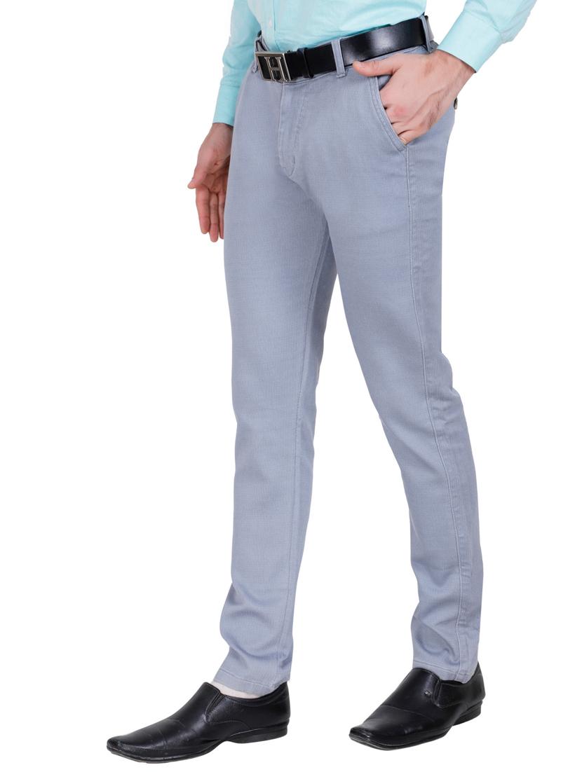 grey solid flat front casual trouser - 17160852 - Zoom Image - 2