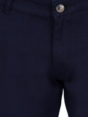 navy blue solid flat front casual trouser - 17160853 - Standard Image - 5