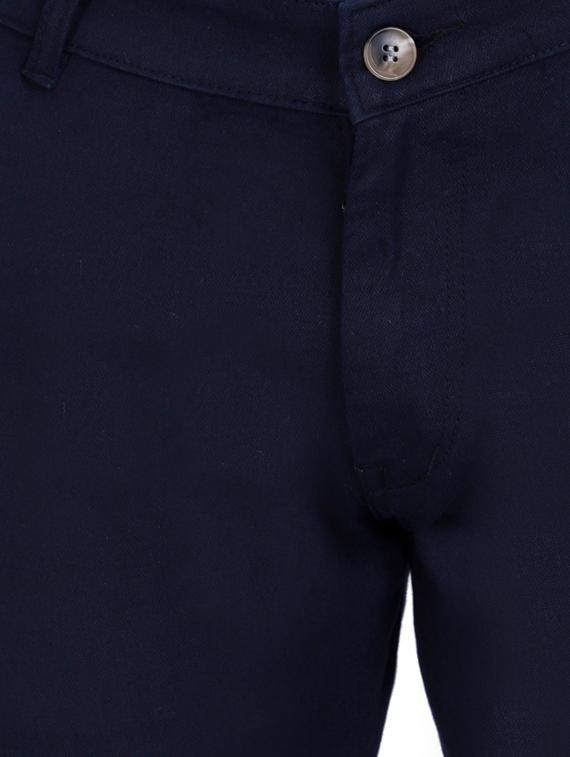 navy blue solid flat front casual trouser - 17160853 - Zoom Image - 5