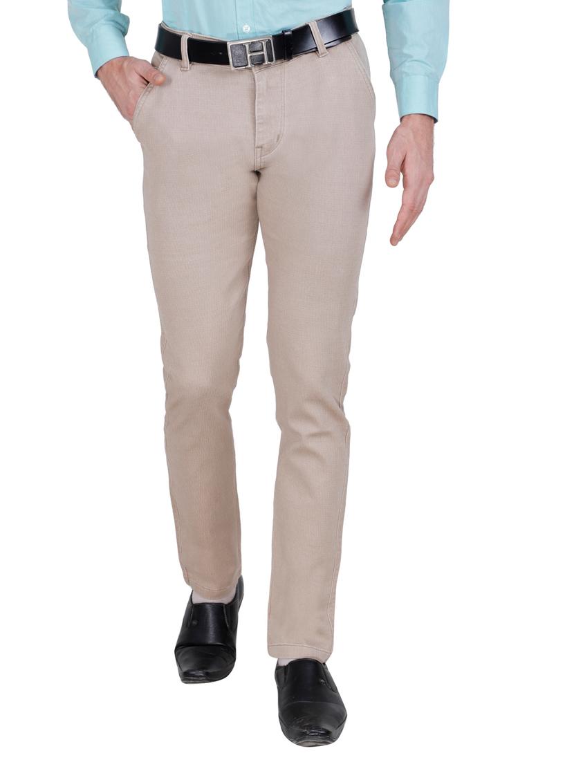 beige solid flat front casual trouser - 17160856 - Zoom Image - 1