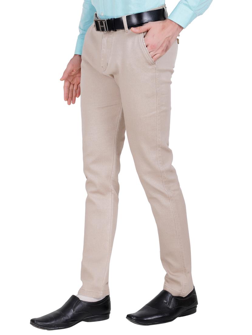 beige solid flat front casual trouser - 17160856 - Zoom Image - 2