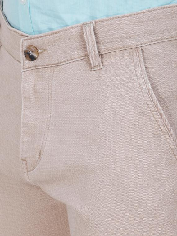 beige solid flat front casual trouser - 17160856 - Zoom Image - 5