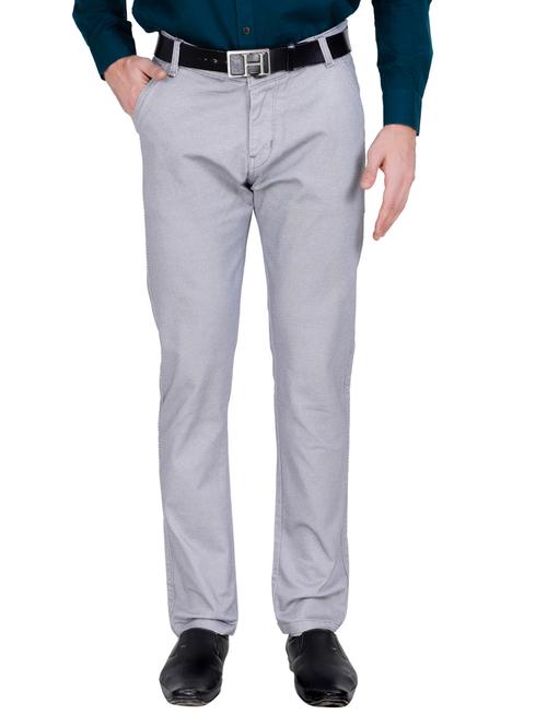 grey textured flat front casual trouser - 17160858 - Standard Image - 1