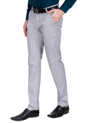 grey textured flat front casual trouser - 17160858 - Standard Image - 2