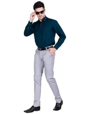 grey textured flat front casual trouser - 17160858 - Standard Image - 4