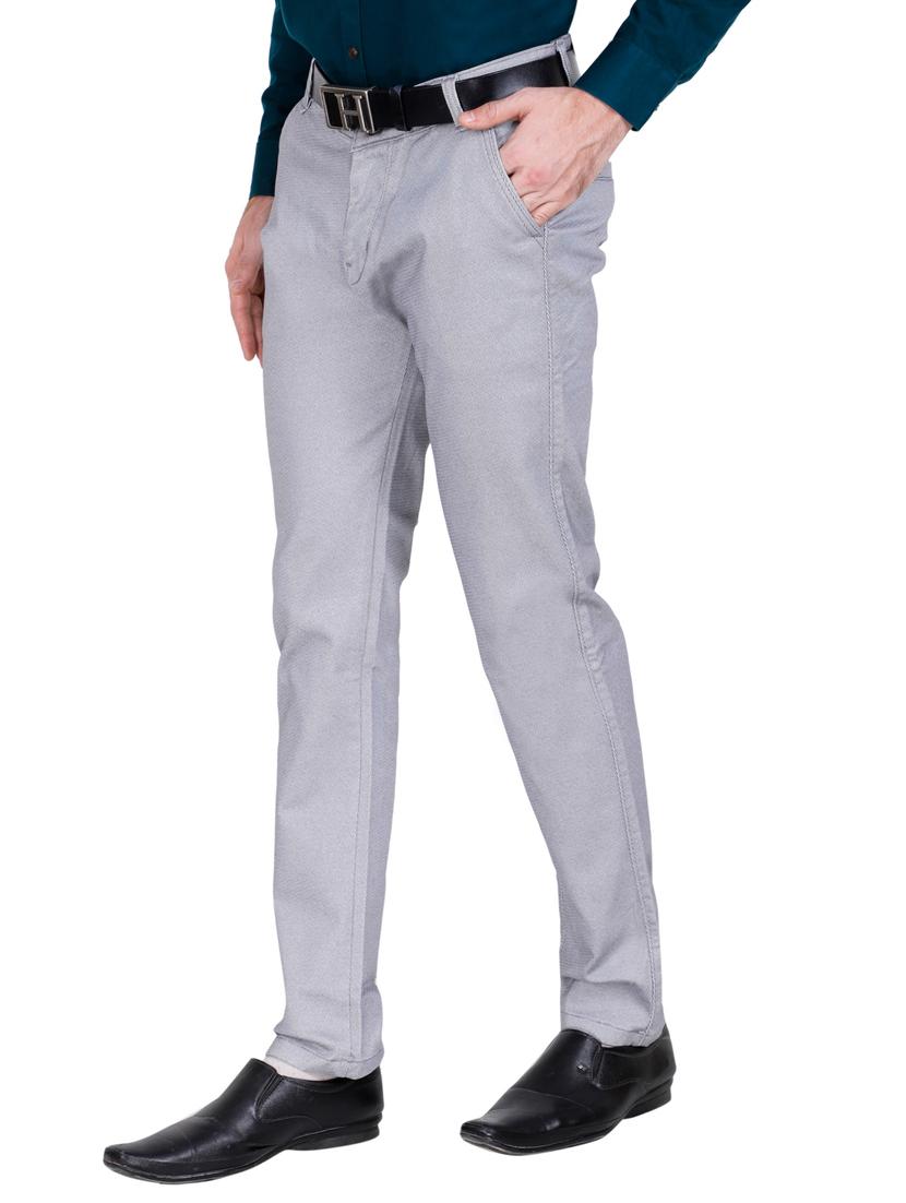 grey textured flat front casual trouser - 17160858 - Zoom Image - 2