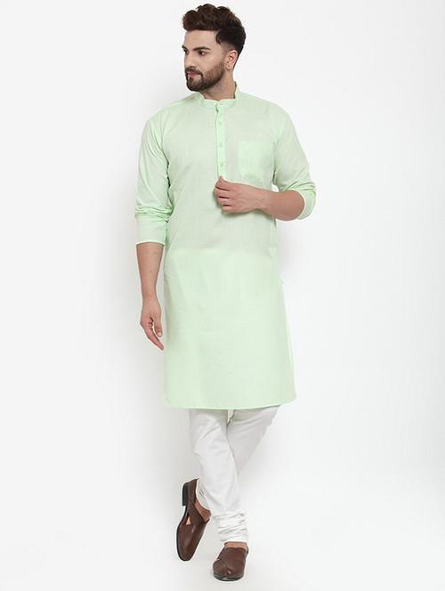green solid kurta pyjama set - 17160913 - Standard Image - 1