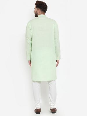 green solid kurta pyjama set - 17160913 - Standard Image - 3