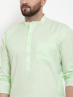 green solid kurta pyjama set - 17160913 - Standard Image - 4