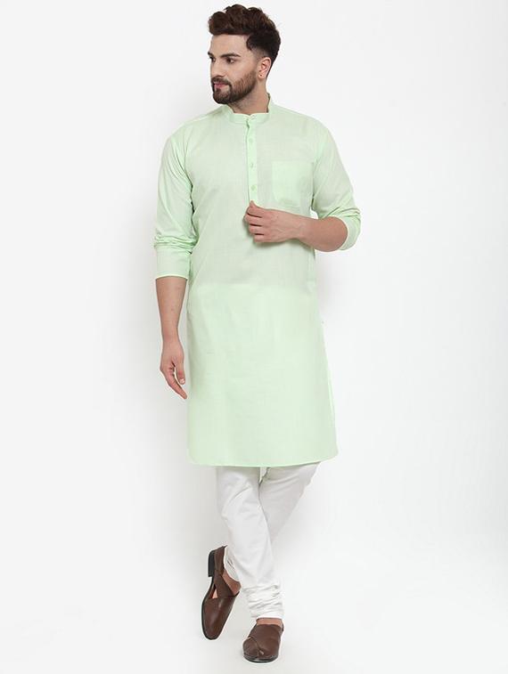 green solid kurta pyjama set - 17160913 - Zoom Image - 1