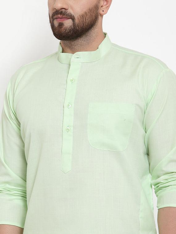 green solid kurta pyjama set - 17160913 - Zoom Image - 4