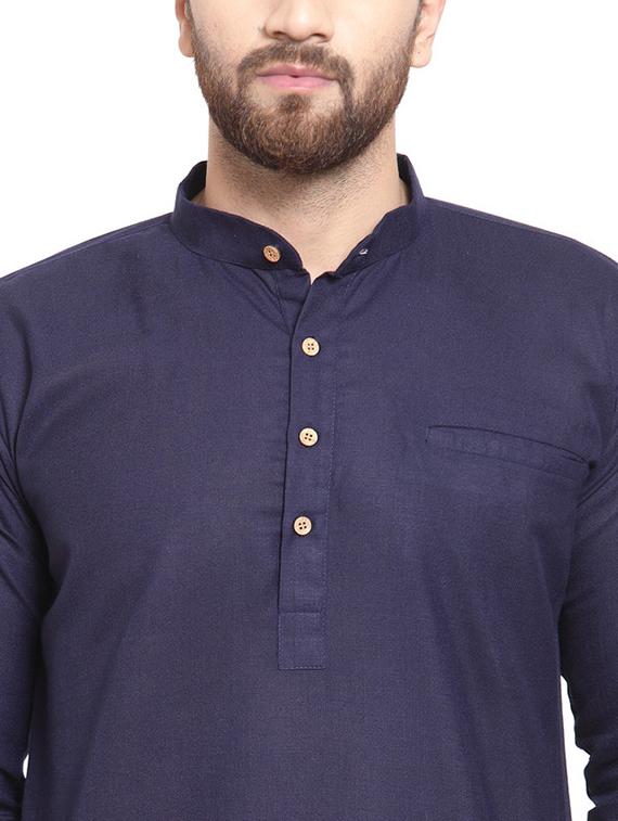 navy blue solid short kurta - 17160936 - Zoom Image - 5