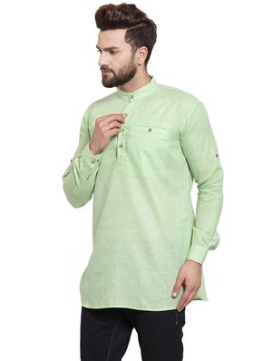 green solid short kurta - 17160937 - Standard Image - 2