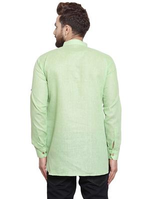 green solid short kurta - 17160937 - Standard Image - 3