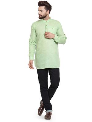 green solid short kurta - 17160937 - Standard Image - 4
