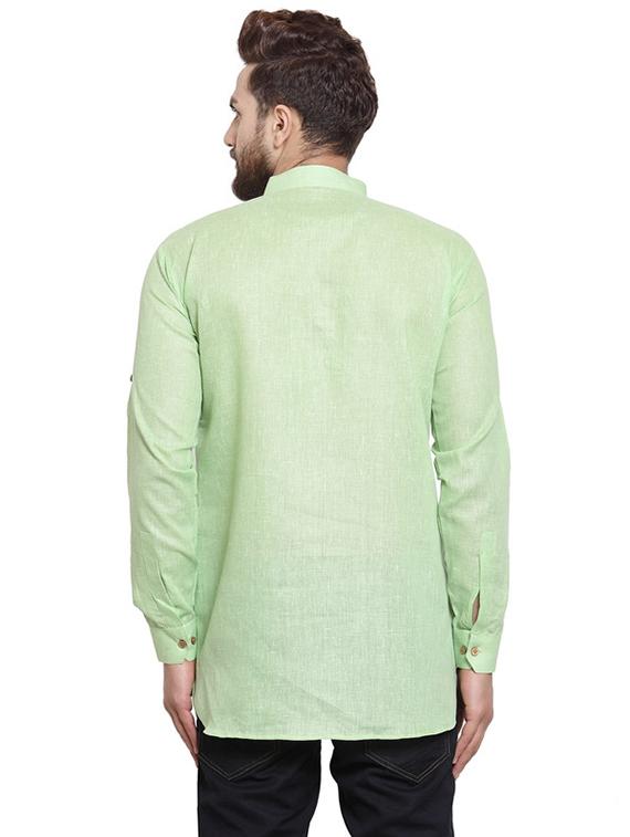 green solid short kurta - 17160937 - Zoom Image - 3