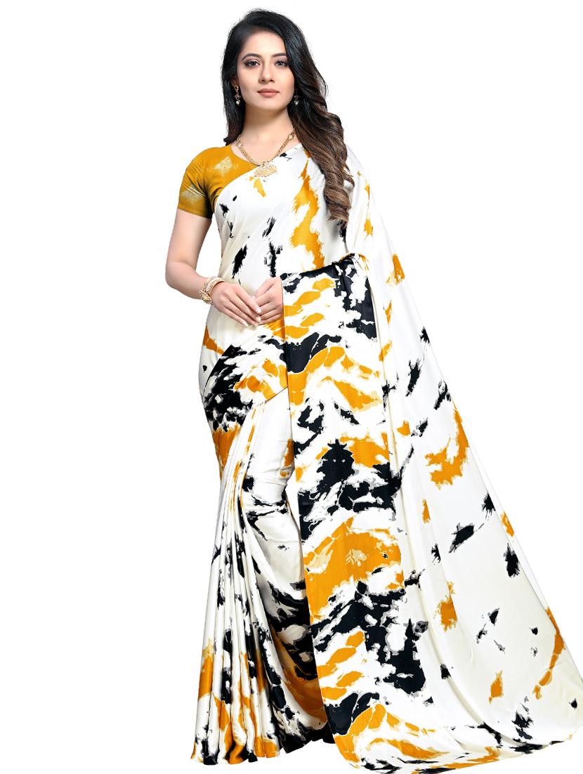 abstract printed saree with blouse - 17161260 - Zoom Image - 1