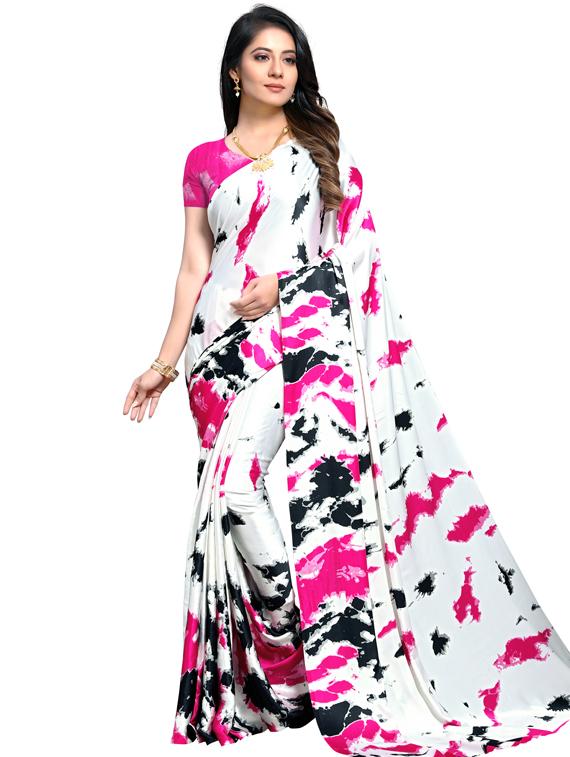 abstract printed saree with blouse - 17161262 - Zoom Image - 1