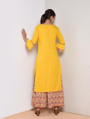 bell sleeves straight kurta - 17161304 - Standard Image - 2