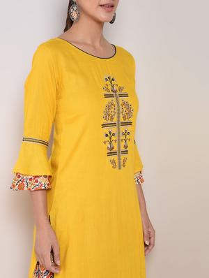bell sleeves straight kurta - 17161304 - Standard Image - 3
