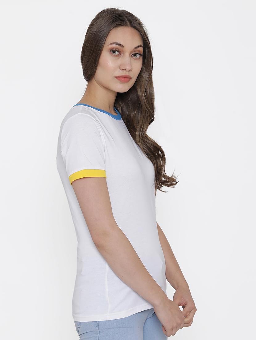 round neck taped solid regular tee - 17161882 - Zoom Image - 2