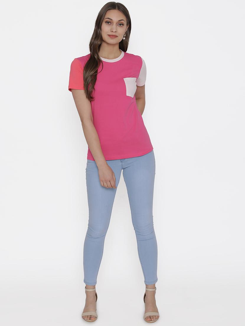 round neck color block pocket regular tee - 17161895 - Zoom Image - 4