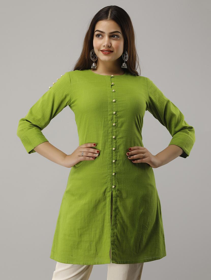button up a-line kurta - 17162938 - Zoom Image - 1